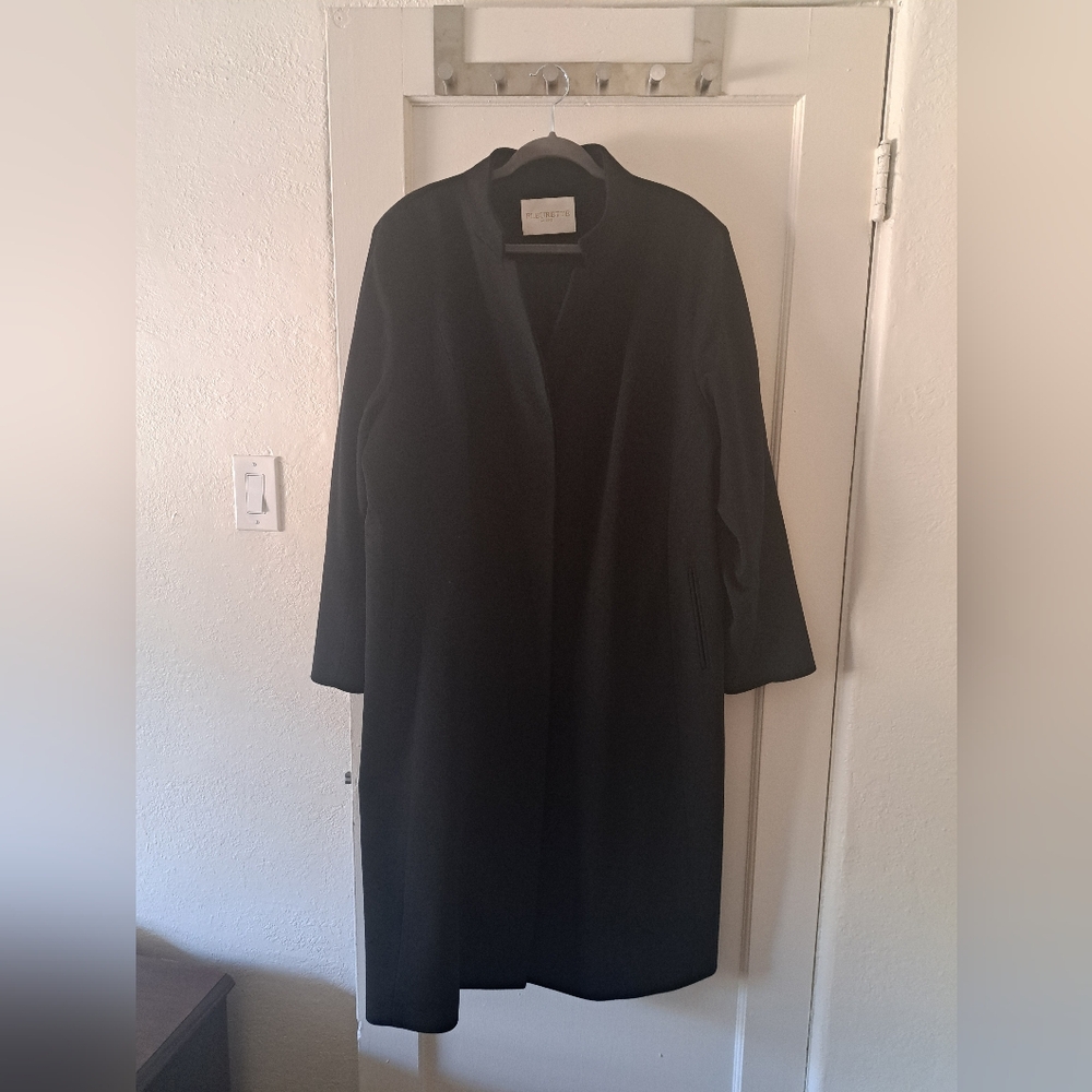 Elegant Black Fleurette Loro Piana Wool Coat